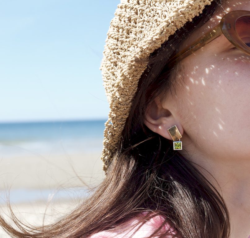 Ohrschmuck Gold, Silber - Citrin, Aquamarin